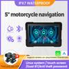 5 Inch Motorcycle GPS Navigation Linux System Wireless CarPlay Motorcycle Android Auto IPX7 Waterproof Dual BT Dual CAM Recorder