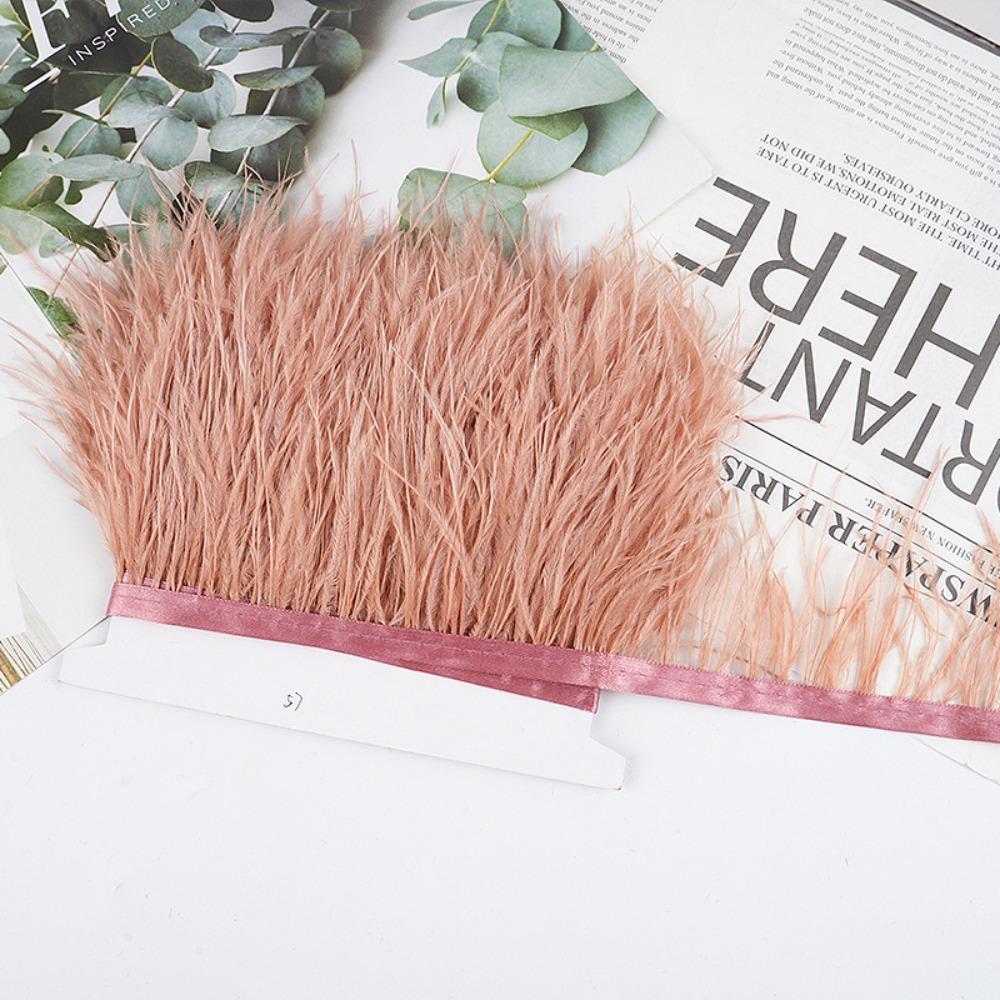 1 Meter Ribbon Tassel Natural Ostrich Feathers Sewing Decoration Fluffy Texture Feather Plumes Ribbon Selvage Apparel Fabric