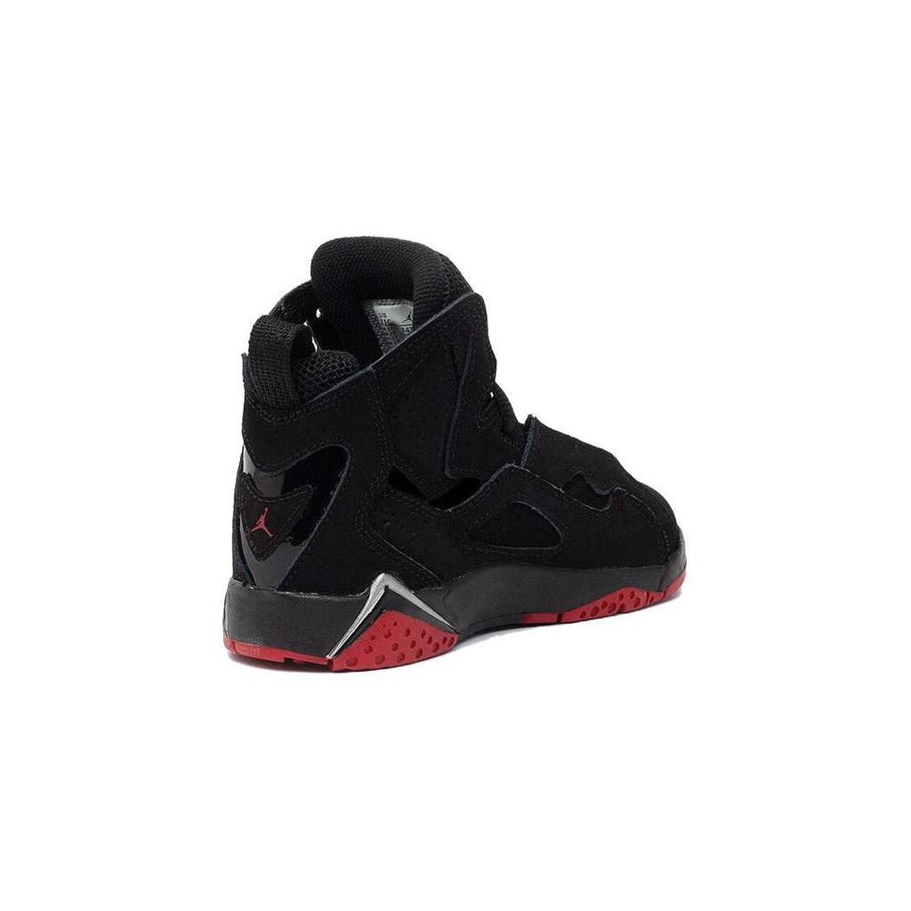 Jordan True Flight Lace-Up Round Toe Non-Slip Shock Absorbing Wear-Resistant High-Top Basketball Shoes Kids Sneakers Black Red 343796-062