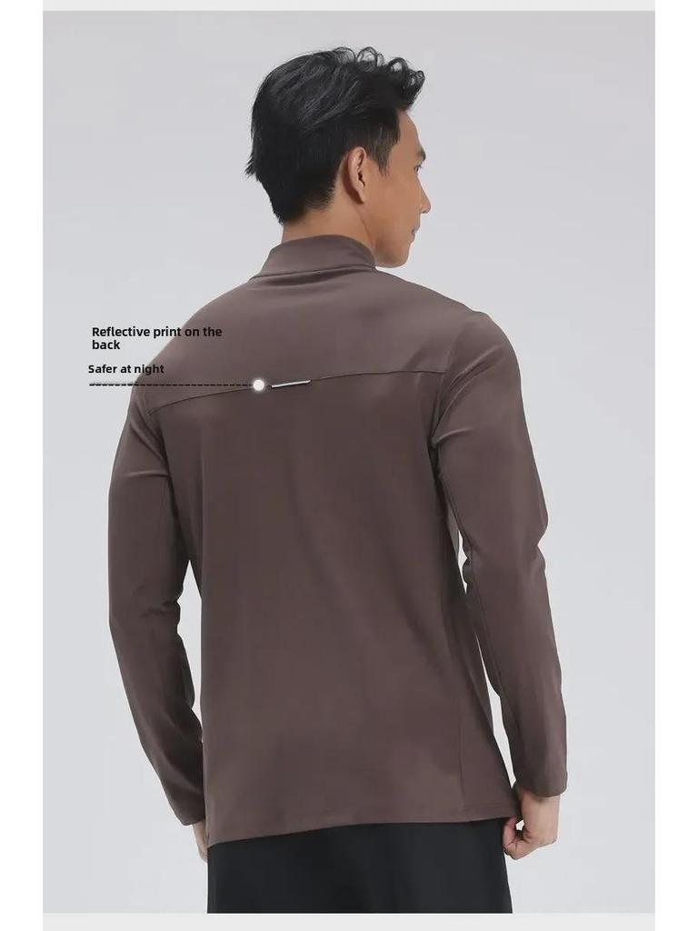 Мужская облегающая куртка с воротником-стойкой для йоги и бега