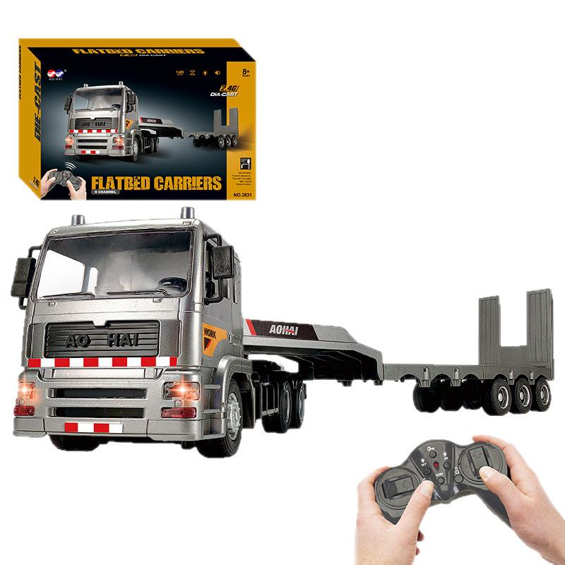 New Product 1:18 Scale 2.4G Remote Control Simulation Alloy Flat Truck Trailer Remote Control Boys' Holiday Gifts Toy