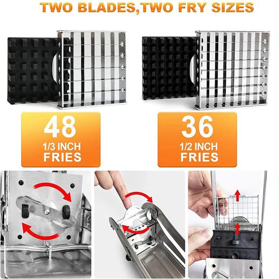 Potato Cutter Efficient Fruit And Vegetable Chopper Manual Food Chopper with 2 Blades Multifunctional Kitchen Fries Machine
