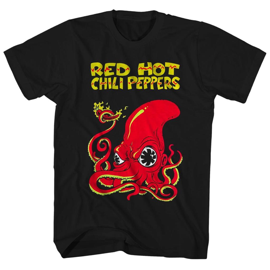 Red Hot Chili Peppers Fire Squid Mens T Shirt Rock and Roll Classic Tee Black