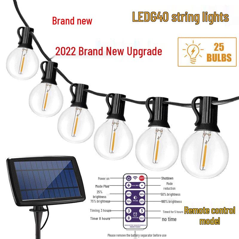 Spot G40 Solar LED Outdoor Waterproof Globe String Lights for Courtyard & Christmas Decoration