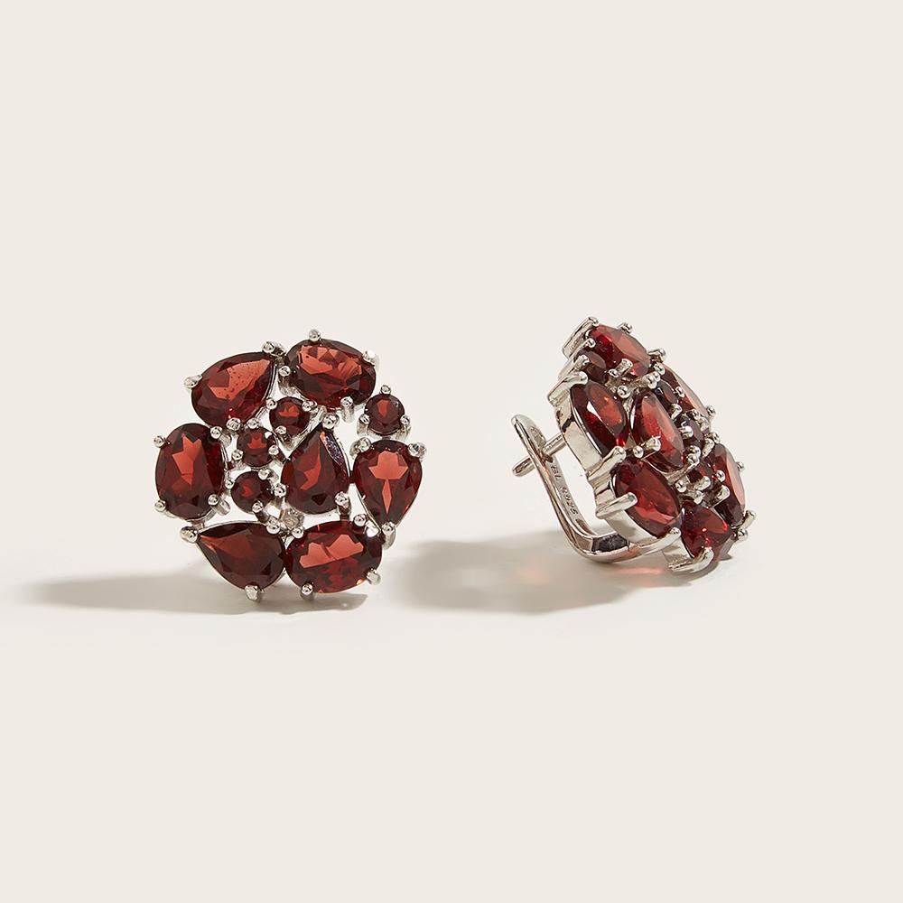 Роскошные серьги-кольца с красным натуральным гранатом, великолепные модные женские изысканные украшения из стерлингового серебра 925 пробы, подарок для мамы