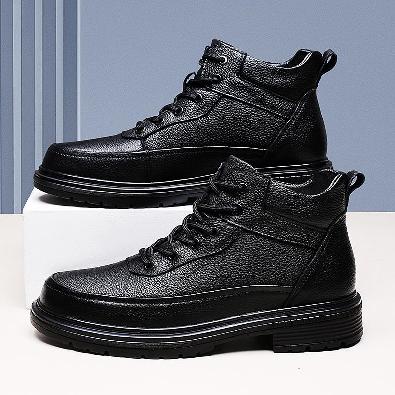 Осень Зима Мужские Базовые Ботинки Высокие Кроссовки Уличные Натуральная Кожа Боты Боевые Пустынные Ботинки Досуг Ходьба Ботильоны