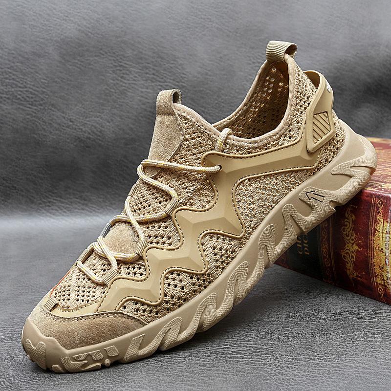 Мужская летняя обувь с отверстиями, сетчатая обувь, новая дышащая универсальная повседневная обувь, модная обувь с сетчатой поверхностью