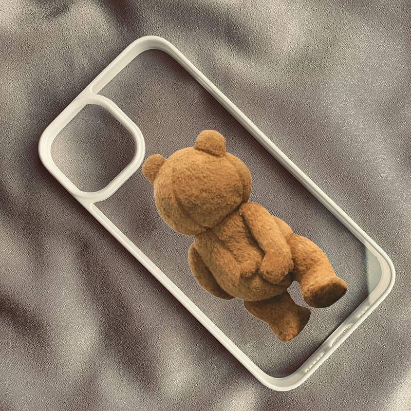 Cartoon Teddy Bear Couple Phone Case For iPhone 14 Pro MAX 15 11 13 12 XS X SE20 XR 7 8Plus Shockproof Bumper Clear Cover Fundas