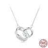 S925 Sterling Silver Double Circle Mobius Pendant Necklace Angel Wing Neck Chain for Women Birthday Gift Fine Jewelry