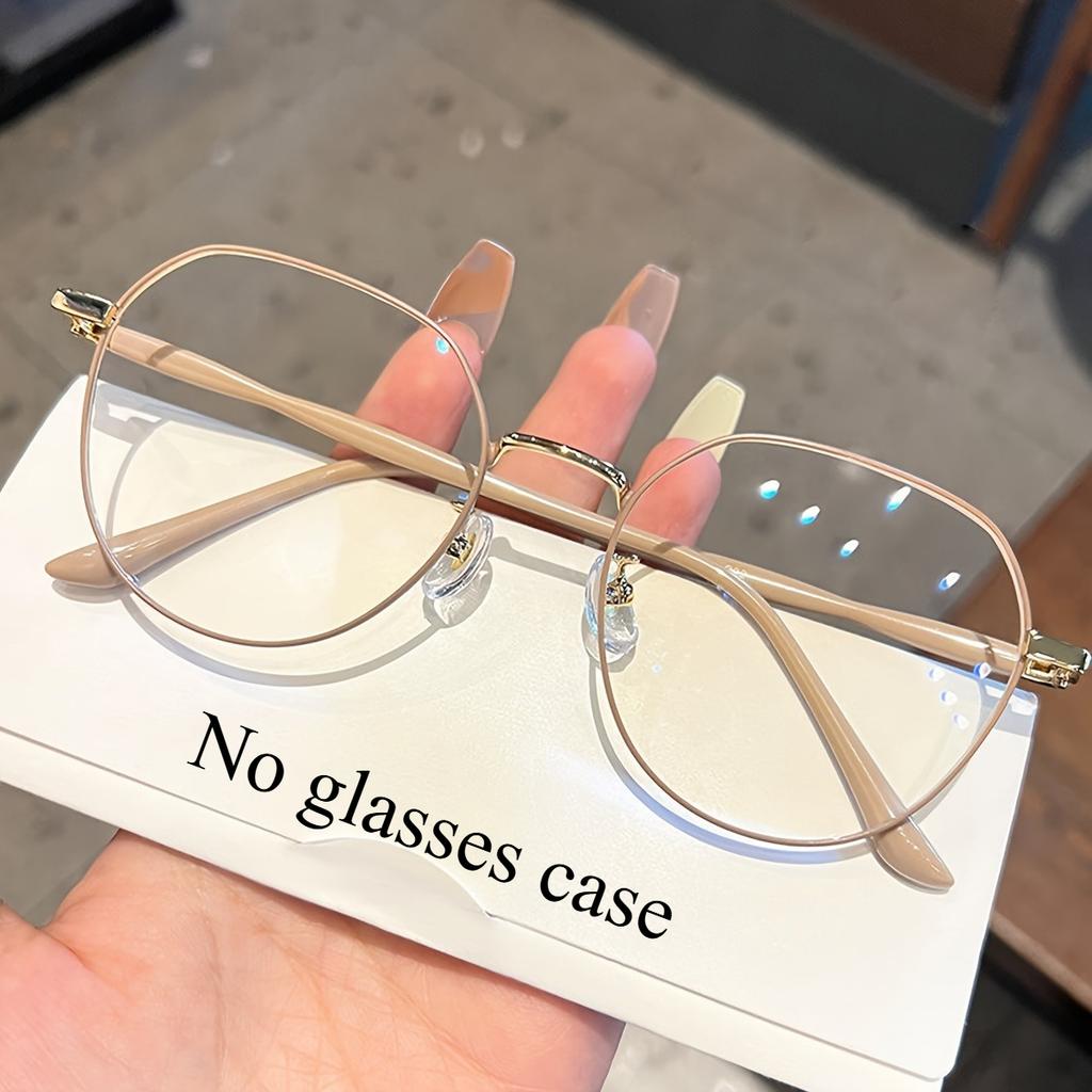 1 Pair Stylish Milk Coffee Round Glasses for Students PC Frame Anti Blue Light Protection