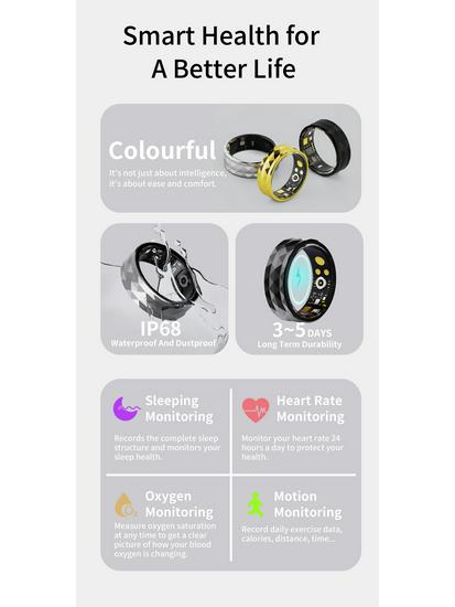 R12 Умное водонепроницаемое кольцо: Измеряет артериальное давление, кислород, сон, пульс, шаги и имеет мультиспортивные режимы