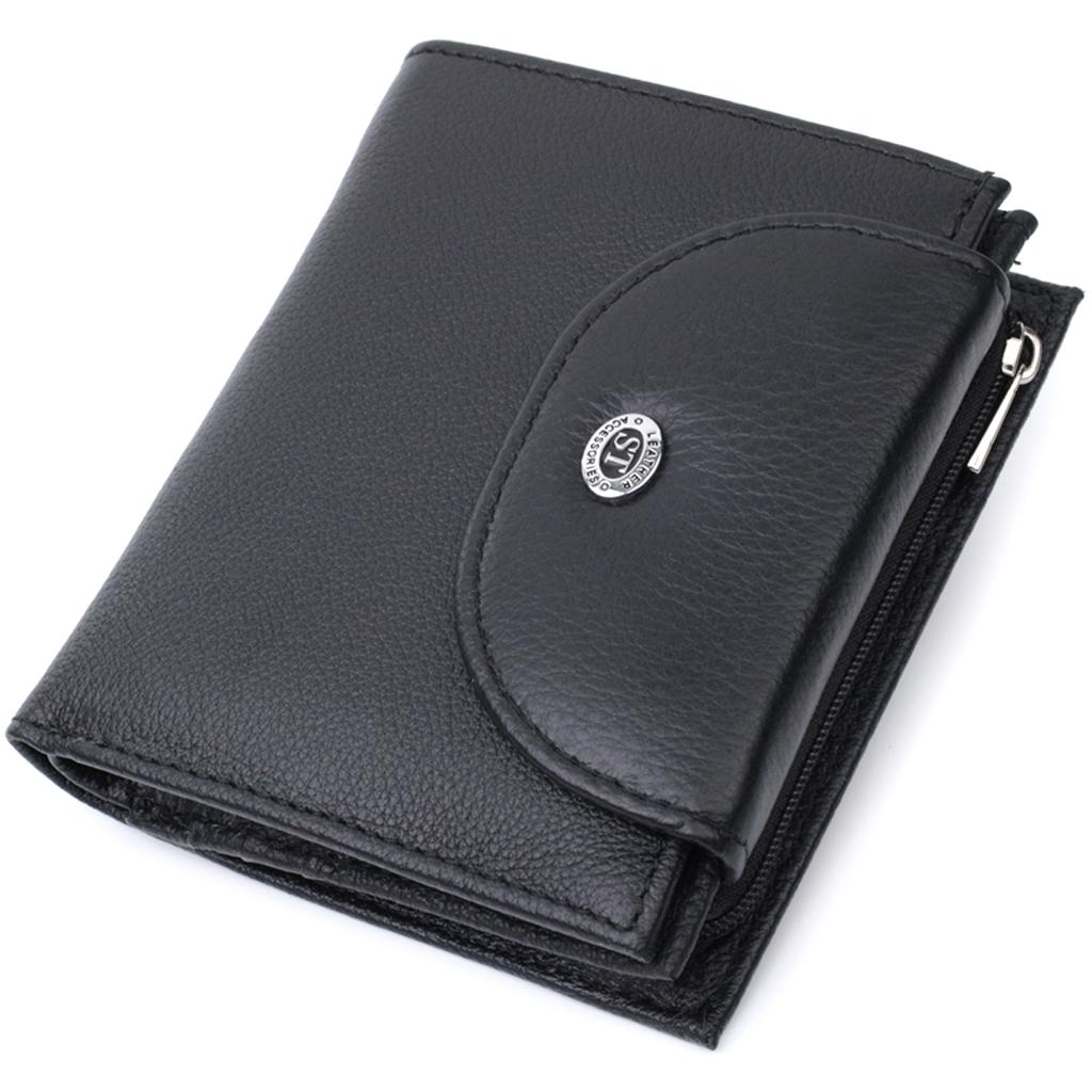 Convenient Women's Wallet with Coin Holder Made of Genuine Leather ST Leather 22711 Black