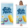 Large Fringed Beach Towel Quick Dry Sand Resistant Absorbent Printed Cotton Lounge Chair