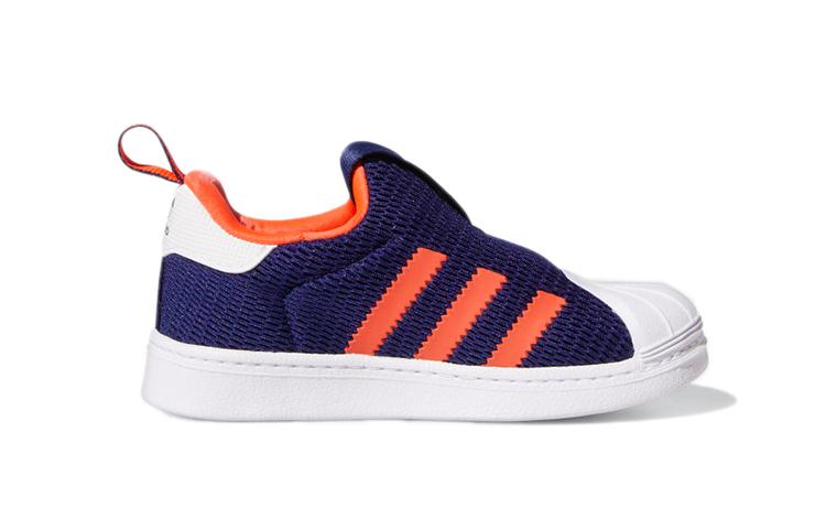 adidas Оригиналы SUPERSTAR 360 Устойчивые к истиранию Низкие кеды для малышей Синие Оранжевые Для младенцев и малышей Q46323