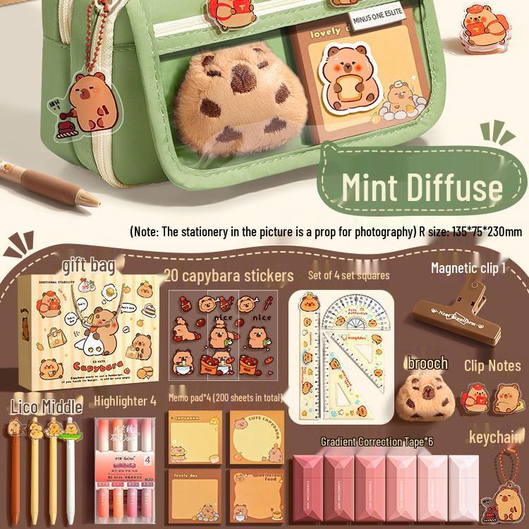 Капибара Прозрачный пенал большой вместимости, грязеотталкивающий, милый и стильный для учеников средней школы