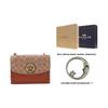 Coach Parker 18 Studded Camellia Chain Flap Shoulder Bag Coated Canvas And Calfskin Crossbody Bag Small Women Shoulder Bag Khaki Brown 30592-B4RU