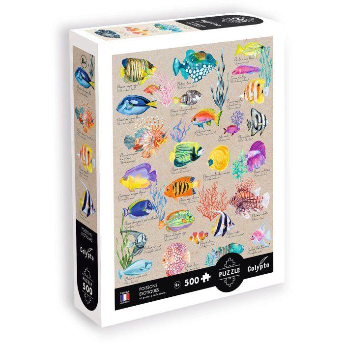 Puzzle - SENTOSPHERE - Calypto - 500 pieces - Poissons exotiques - Toucher soyeux - Des 8 ans