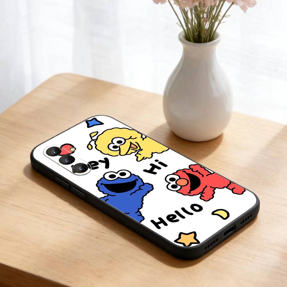 Cartoon S-Sesames-u-Streets Phone Case For Samsung Galaxy A73,A21s,A22,A31,A52,A53,A71,A41Soft Black Shell