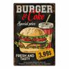 Hamburger Metal Tin Sign Plaque Vintage Burgers and Fries Metal Plate Poster Kitchen Restaurant Shop Wall Decor
