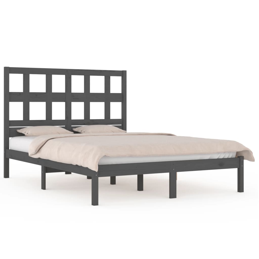 Solid Wood Bed Grey Pine 200x200 cm