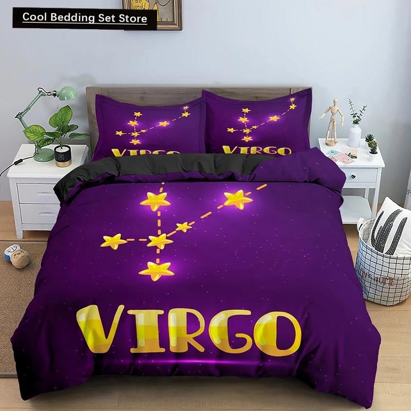 Constellation King Queen Duvet Cover Astrological Bedding Set for Kids Teens Adults Psychedelic Tarot Astrology Soft Quilt Cover