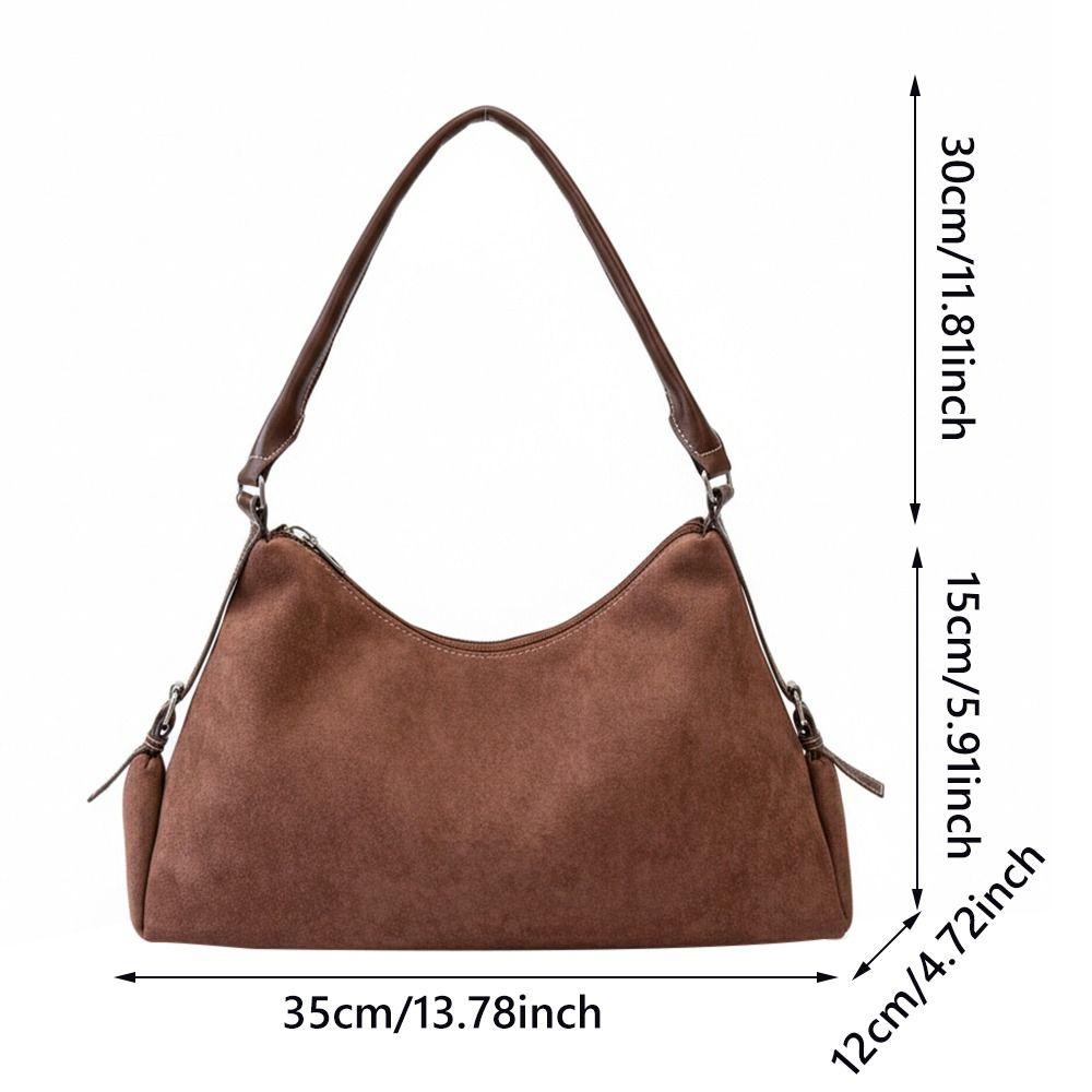 Fashion Suede Leather Boston Bag Soft Matte Solid Color Shoulder Bag Large Capacity Tote Handbag Women