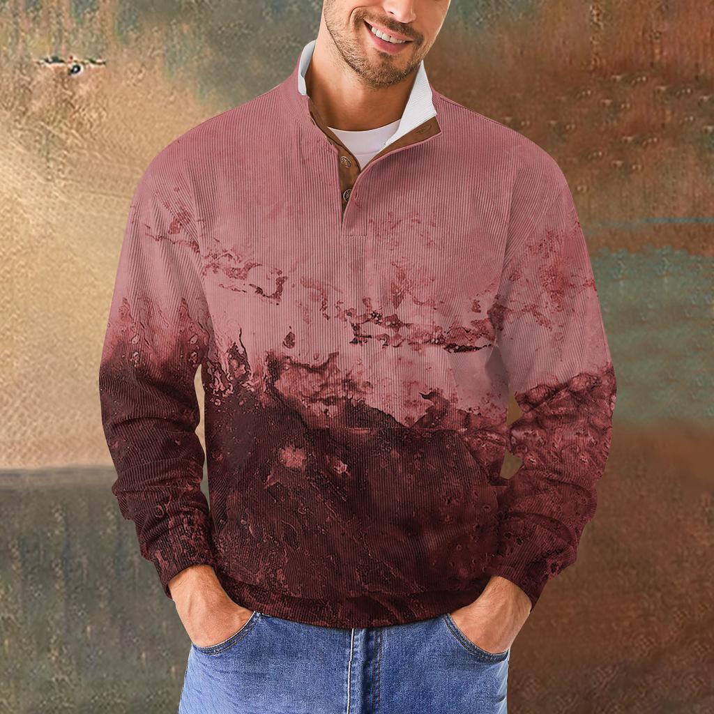 Мужская повседневная толстовка в стиле ретро с градиентным принтом