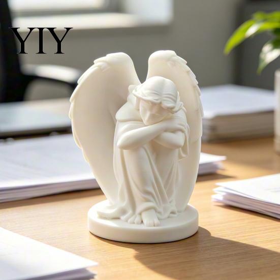 Cute Sleeping Angel Decor 3D Printed Ornament, Minimalist Figurine Desktop Matte White Home Decor, Aesthetic Sculpture for Office Shelves Decorations