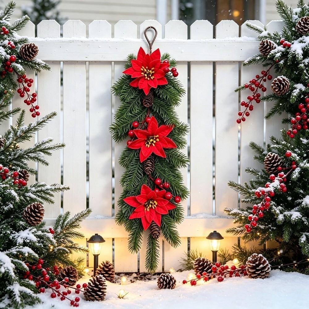Lifelike Artificial Christmas Wreath Plastic Simulated Christmas Snow Twig Table Decor