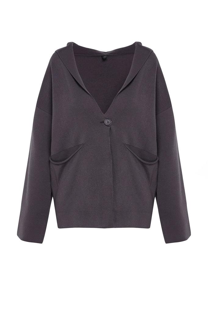 Women's Fashion Stylish Cardigan Anthracite Premium Yarn Special Yarn Knitwear Cardigan