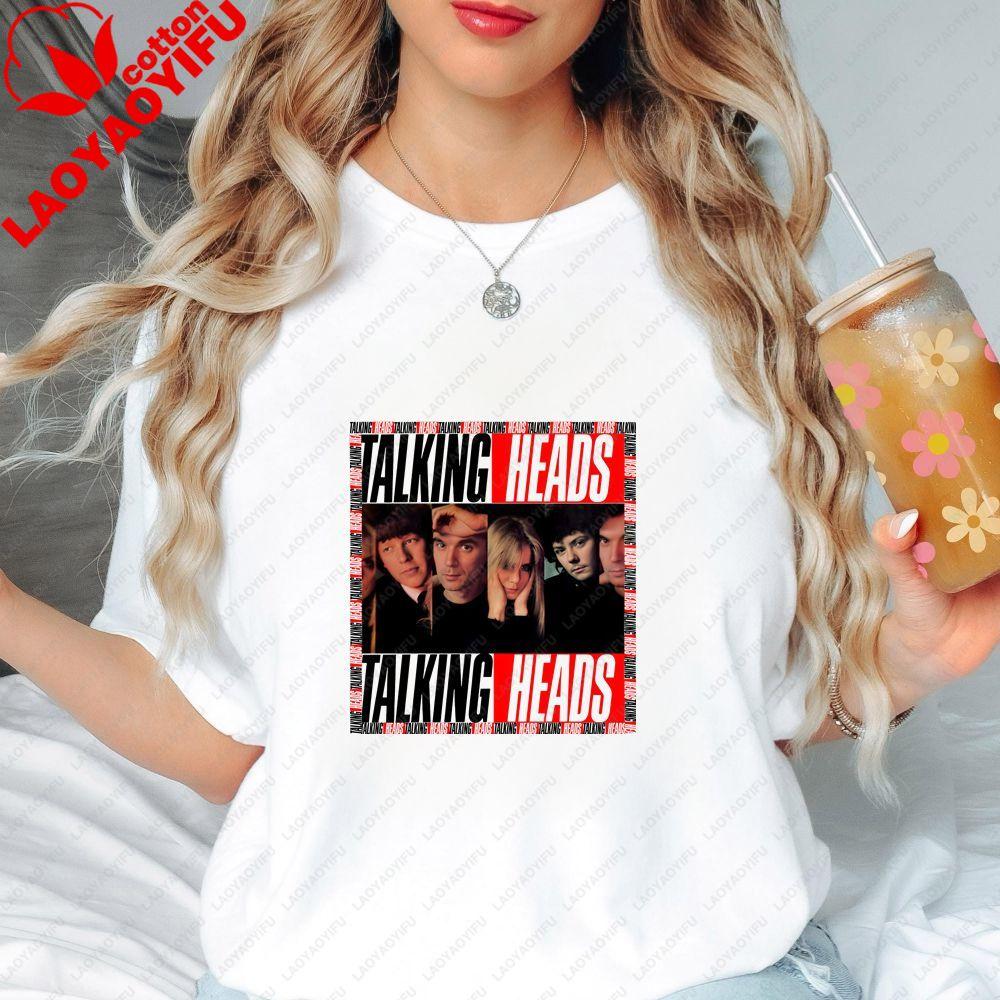 Talking Heads - Trendy Harajuku Short-Sleeved Shirt for Both Unisex and WoUnisex, Patterned, 100% Cotton T-Shirt