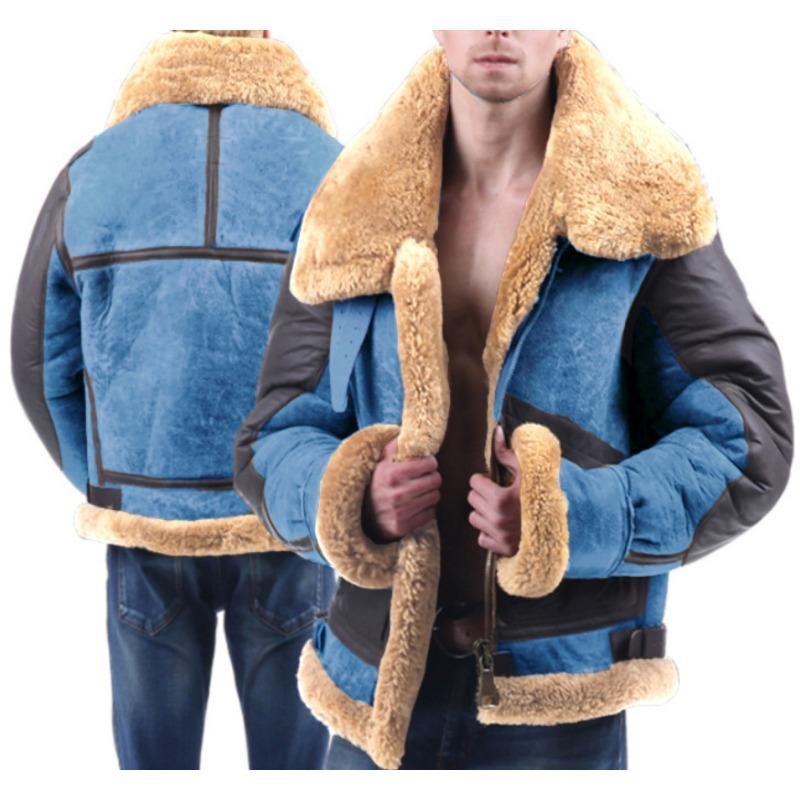 Autumn and Winter Men's Jacket Fur Integrated Thickened Coat Imitation Leather Velvet Men's Coat