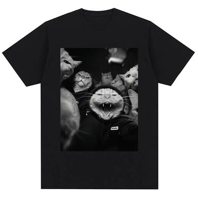 Смешная Кошачья Банда Мем Классическая Футболка Мужская Женская Мода Винтажная Готическая Футболка Оверсайз Хлопок Повседневная Подарки Футболки Уличная Одежда