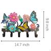 Butterfly Flowers Wall Mount Key Hook with 5 Hooks, Iron, Decor Keys Holder, Hanger for