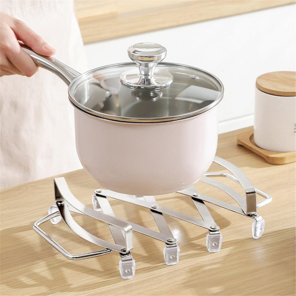 2026 Новая расширяющаяся подставка под горячее из нержавеющей стали, термоподставка, нескользящая, расширяющаяся конструкция для нескольких сковородок, легко моется