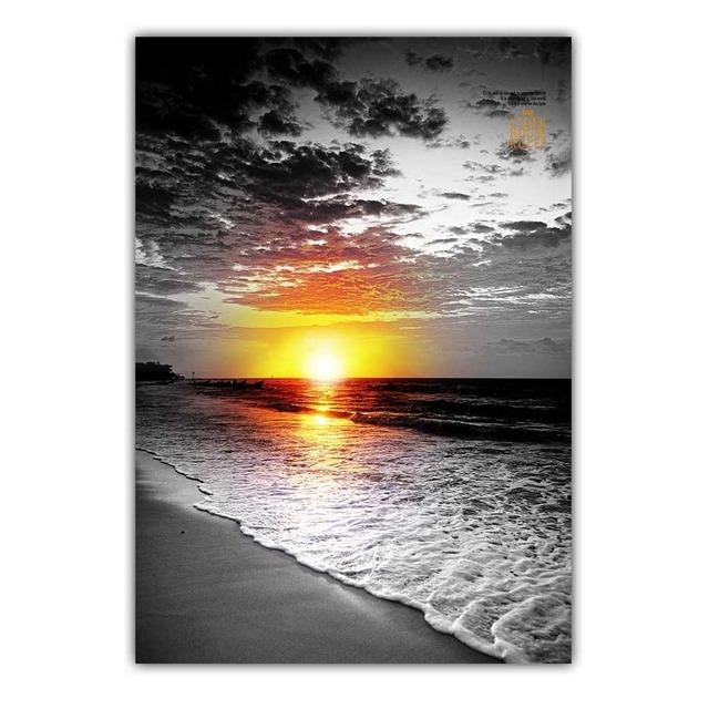 Ретро-арт уличный фонарь пейзаж холст картина морской закат плакат офис настенная живопись гостиная украшение дома фреска без рамки