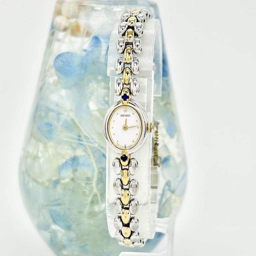 [USED] SEIKO Oval Stone 1E20-6160 Quartz Wristwatch