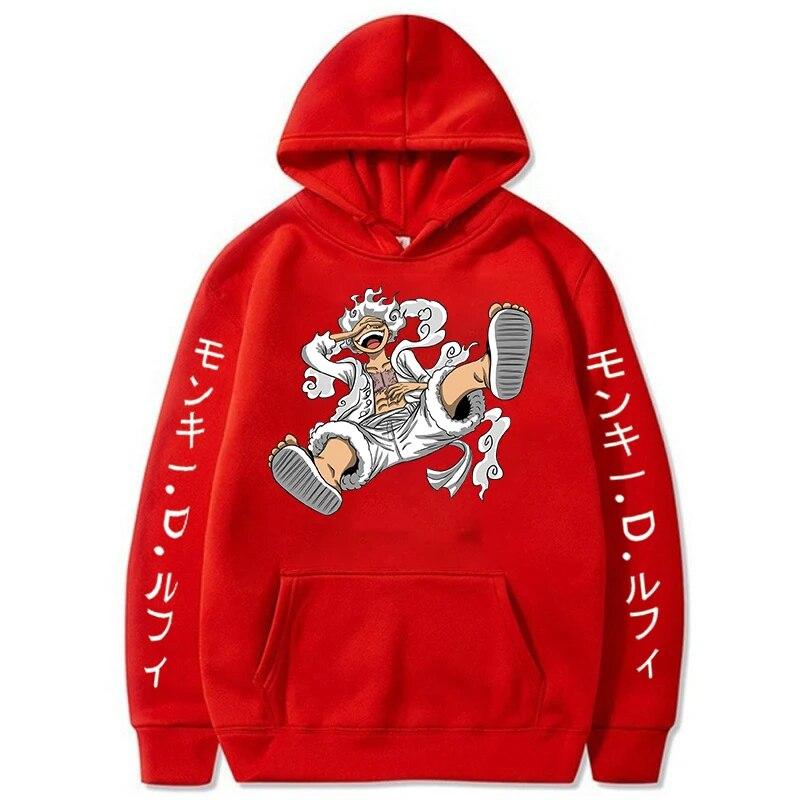 New Gear Fifth Luffy Printed Anime Women Hoodies Sun God Graphic 90s Pullover Casual Streetwear Unisex Autumn & Winter Clothing