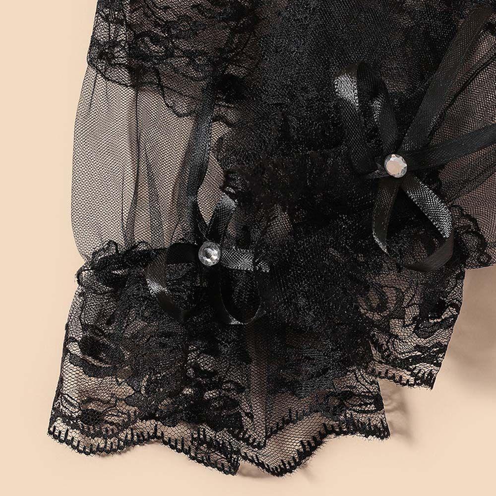 Up Bridal Wedding Gloves Mesh Bow Hand Wrist Cuffs Lace Hand Sleeves Lolita Gloves Women Gloves