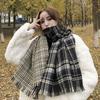 Windproof Plaid Cold-proof Double-Sided Houndstooth Christmas Muffler Women Scarf Wrap Neckerchief