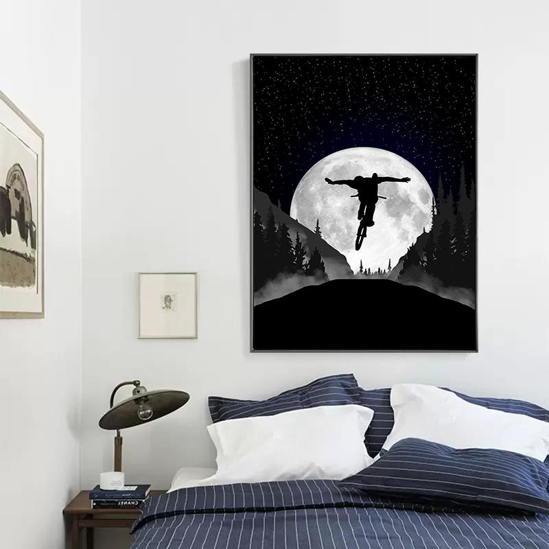 Винтажные плакаты с горным велосипедом, печать на холсте, картина для любителей спорта, настенная художественная картина для гостиной, украшение дома