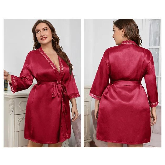 Женский атласный халат, шелковое кимоно, банный халат подружки невесты, свадебные халаты, одежда для сна с рукавами-колокольчиками 3/4, 1XL-5XL