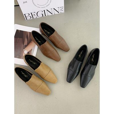 2025 новые минималистичные лоферы с текстурой холодного ветра, толстый низкий каблук, квадратный носок, глубокий вырез, одинарные туфли на одной педали, маленькие кожаные туфли женские