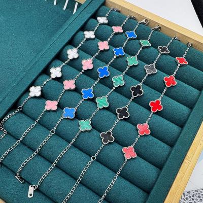 13 мм невыцветающий титановый стальной браслет с четырьмя листами клевера для женщин, изящное ювелирное изделие высокого класса