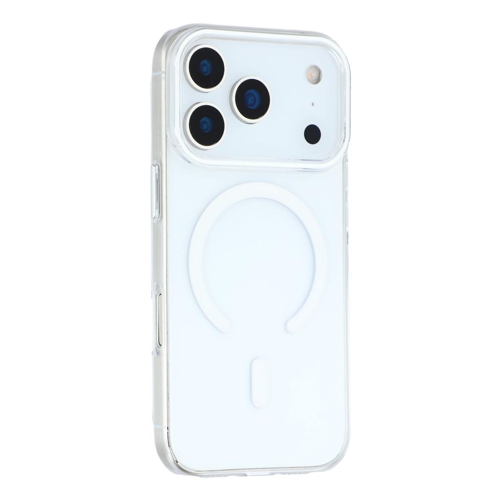 For iPhone 17 Pro Max Magnetic Case Clear PC Phone Back Cover with Metal Buttons