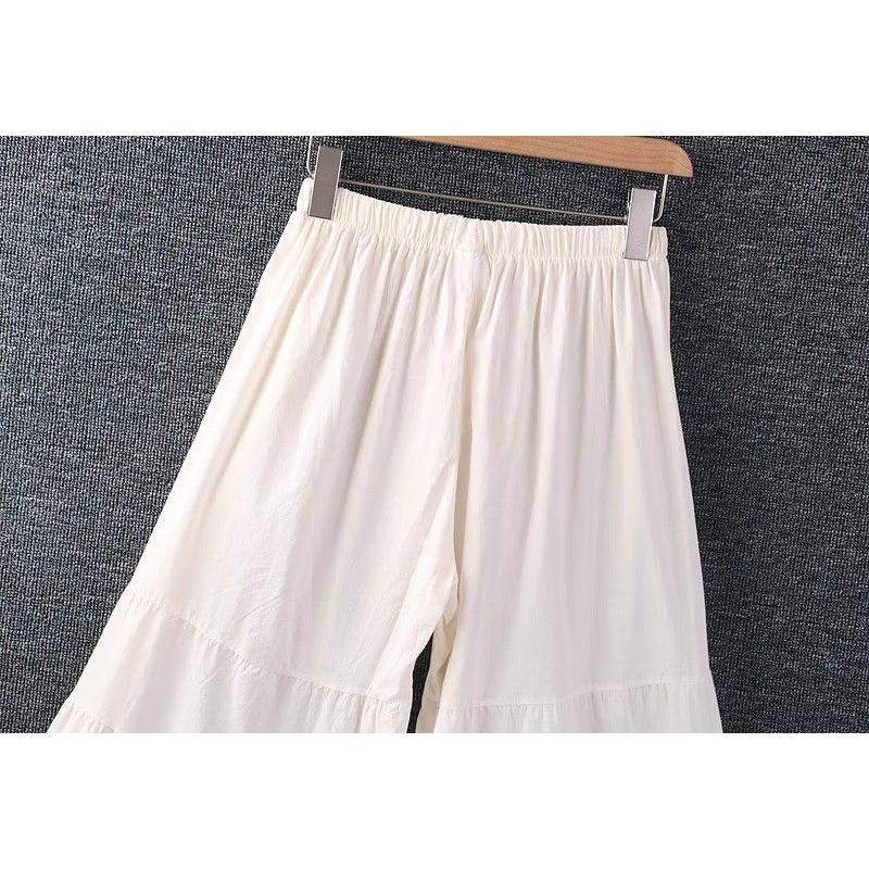 Сладкие и Свежие Укороченные Брюки Весной и Летом, Свободные Оверсайзные Вышитые Лоскутные Кружевные Однотонные Брюки Микро-клеш