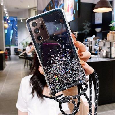 Силиконовый чехол с блестящим ремешком для Samsung S23 S22 S21 Ultra S20 FE S10 A13 A23 A33 A53 A22 A32 A52/Redmi 10 9 9A 9C 9T Note 11 10/iphone 14 13 12 11