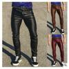 Мужские кожаные брюки в стиле панк большого размера - Модные, с низкой посадкой, эластичные