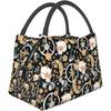 Skull Peace Moon Mushrooms Flowers Insulated Lunch Bags for Women Men Reusable Lunch Cooler Bags Tote Box Meal Travel