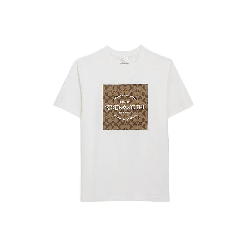 COACH T-Shirts Men's White Crew Neck Moderate CO790-WHT